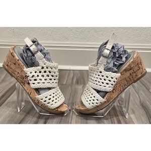 SO Adriene Kids Wedge Sandals Size 3 Crochet Cork Platform Summer Shoes